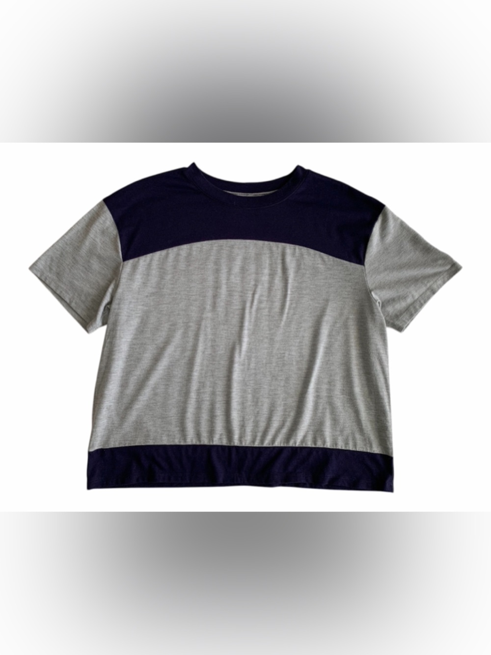 Fleurish Top Women Size M Gray Blue Colorblock Lightweight Soft Short Sleeves